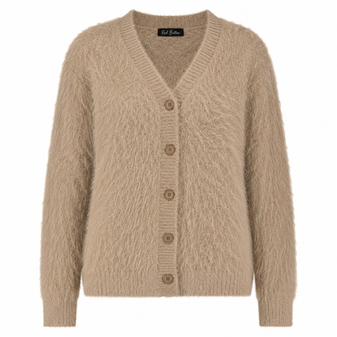 Red Button Vest Fuzzy SRB5115 Latte Red Button Vest Fuzzy SRB5115 Latte